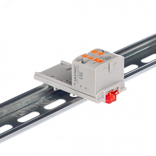 Блок распределительный, зажим push-in, 1 ввод 6 кв.мм, 4 точки подключения 2,5 кв.мм, красный