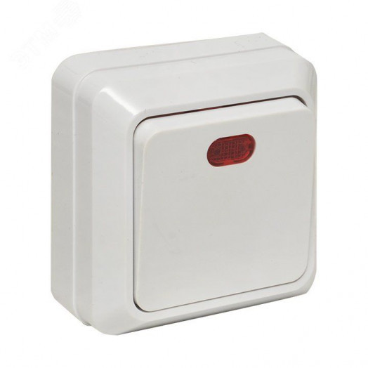 Рим Выключатель одноклавишный с индикатором 10А белый