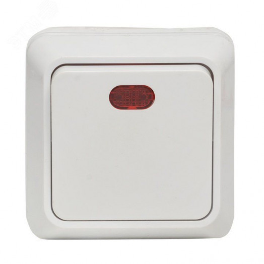 Рим Выключатель одноклавишный с индикатором 10А белый