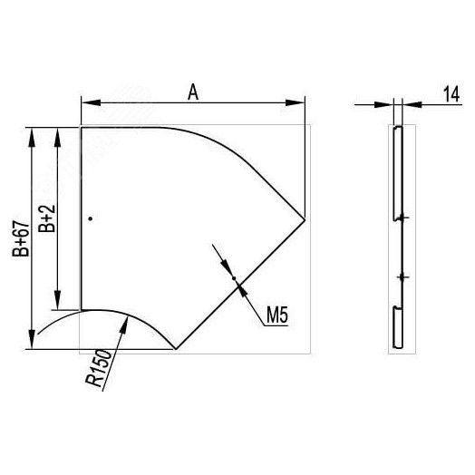 Крышка CPO 45 на угол горизонтальный 45 градусов основание 300мм цинк-ламельная