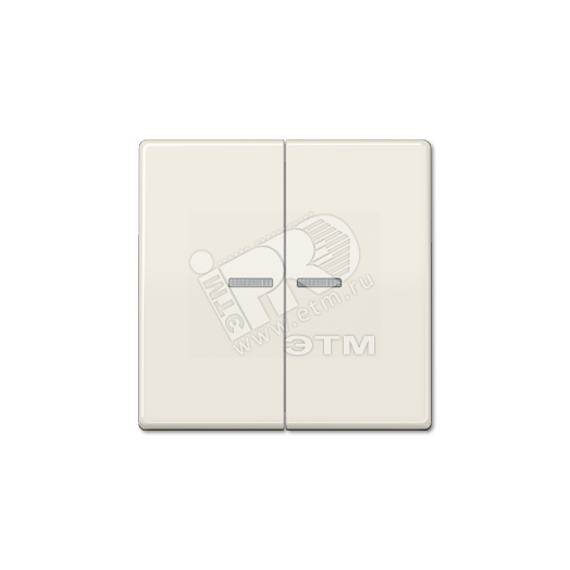 Клавиши для сдвоенного выключателя с окошком для подсветки  слоновая кость