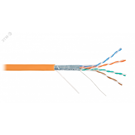 Витая пара F/UTP 4 пары Кат 5e solid BC (0.50мм) IN LSZH нг(A)-HFLTx оранжевый 305м