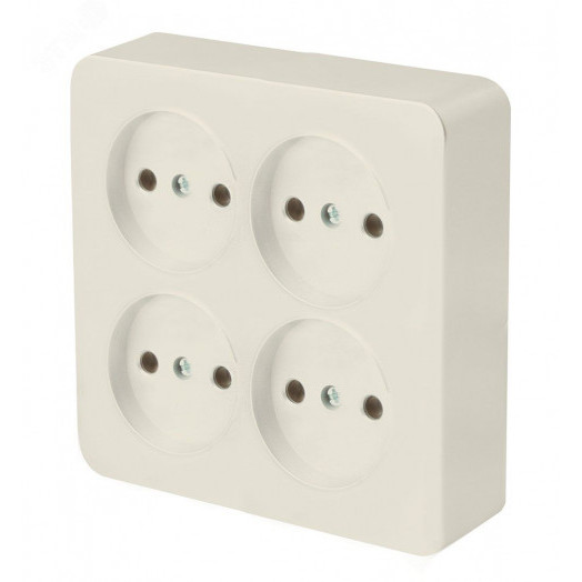 Розетка четырехместная квадратная б/з 250В 10А серия София слоновая кость STEKKER