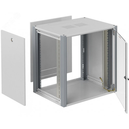 Шкаф телекоммуникационный настенный 19' 6U дверь стекло IP20. 600x450x315mm(ШхГхВ) цвет серый(RAL 7035/RAL7000)