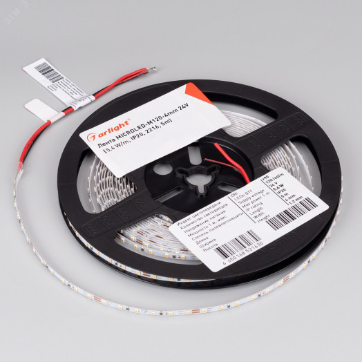 Лента LED MICROLED-M120-4мм 24V Warm3000 (5.4 W/m, IP20, 2216, 5м) (ARL, узкая)
