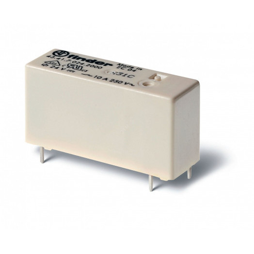 Реле низкопрофильное миниатюрное электромеханическое, монтаж на печатную плату, выводы с шагом 3.2мм, 1CO 10A, контакты AgCdO, катушка 5В DС (чувствит.), степень защиты RTII