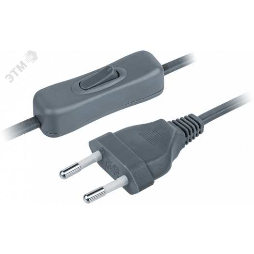 Шнур NPS-FS-170-2x0.5-GR 1.7м с выкл. серый Navig