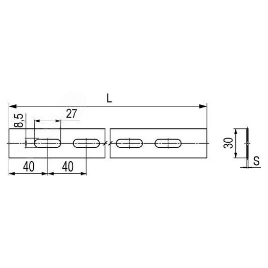 Полоса перфорированная 30x1000 мм, 2,5 мм горячеоцинкованная