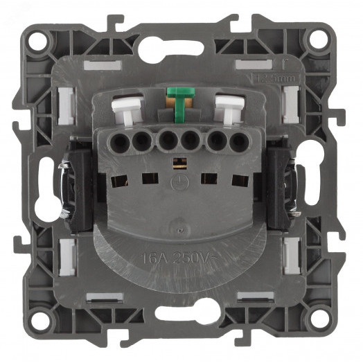 Розетка 2P+E Schuko со шторками, 16A-250В, Эра12, медь, 12-2102-14