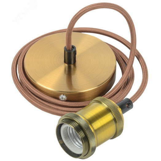 Патрон подвесной Пал27-04-К52 E27 со шнуром 1,5м RETRO золото IEK