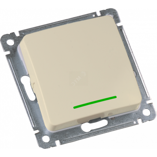 MASTER Переключатель одноклавишный с индикацией, скрытой установки, в рамку, слоновая кость