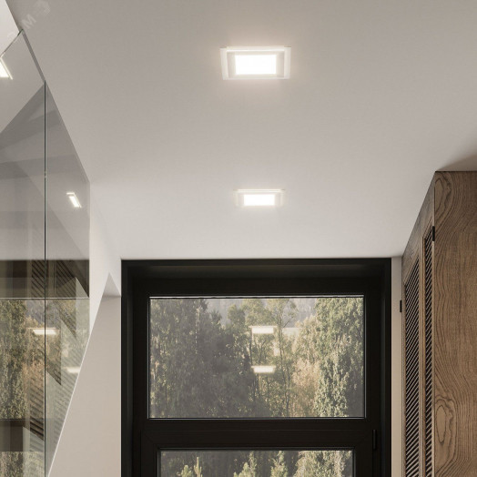 Светильник светодиодный ДВО 12 Вт 990 лм 4000К AC 220В IP20 квадрат 160х160х36мм монт разм 118х118мм Алюминий с декоративным стеклом Glass Gauss