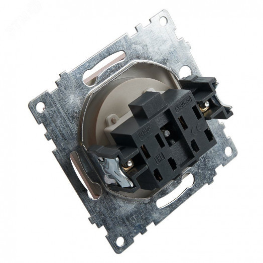 Розетка 1-местная с защитной шторкой (механизм) б/з, 250В, 10А, серия Катрин, серебро