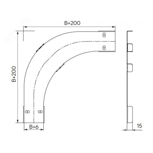 Крышка на угол горизонтальный 90 градусов 200, 2,0 мм, в комплекте с крепежными элементами необходимыми для монтажа