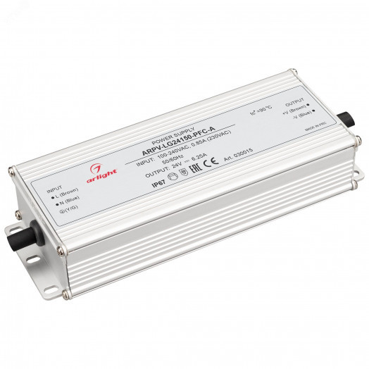 Блок питания ARPV-LG24150-PFC-A (24V, 6.25A, 150W) (ARL, IP67 Металл, 5 лет)