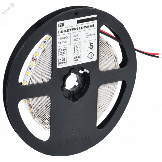 Лента светодиодная 5м LSR-2835WW120-9,6-IP20-12В IEK
