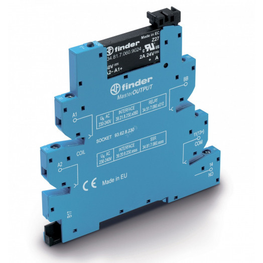 Модуль интерфейсный (сборка 34.81.7.005.9024 + 93.62.7.024), твердотельное реле, серия MasterOUTPUT, выход 6A (24В DC), питание 6В DC, категория защиты IP20, винтовые клеммы