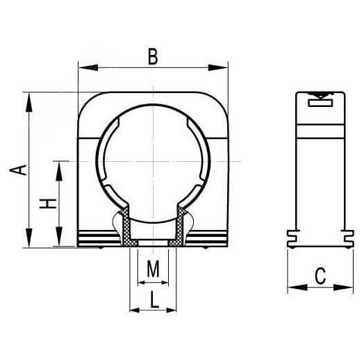 Держатель с крышкой DN 48мм полиамид черный