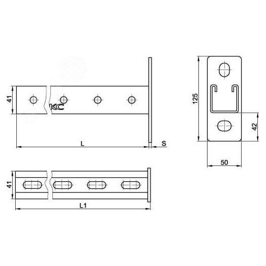 Кронштейн одиночный LAS 41х41 основание 400мм горячеоцинкованный
