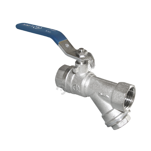 Кран шаровой с косым фильтром ВВ 1/2 Vs ручка никелированный