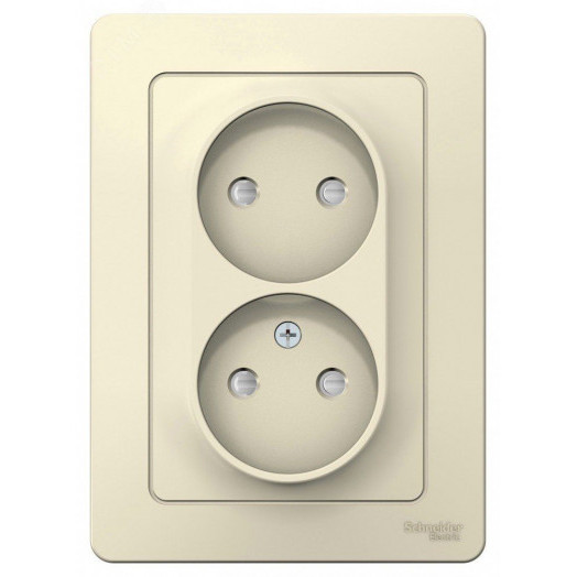 BLANCA скрытой установки розетка двойная без заземления со шторками, 16А, 250В, молочный