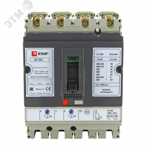 Выключатель автоматический ВА-99C(Compact NS) 100/80А 3P+N 36кА
