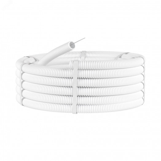 Труба ПЛЛ гибкая гофрированная не содержит галогенов 16мм ПВ-0 с протяжкой (100м) белая