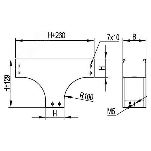 Ответвитель TD Т-образный вертикальный 80/80 в комплекте с крепежными элементами и соединительными пластинами