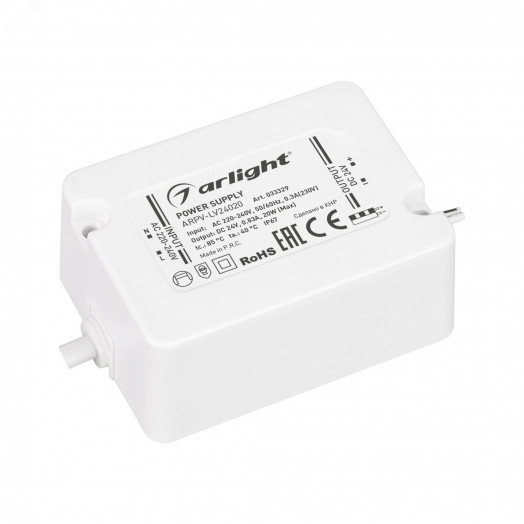 Блок питания ARPV-LV24020 (24V, 0.83A, 20W) (IP67 Пластик, 3 года)