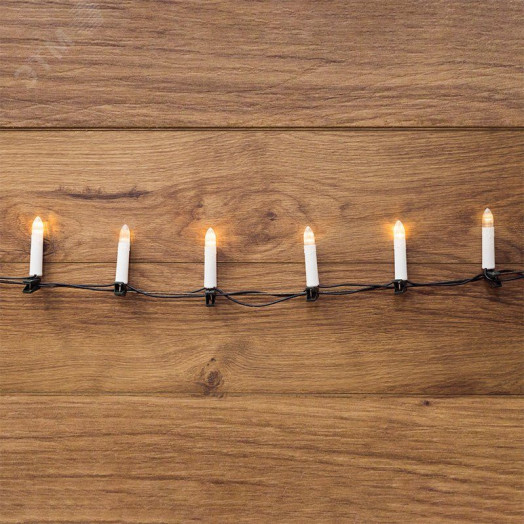 Гирлянда свечи 4 м, темно-зеленый ПВХ, 20 LED тёплый белый