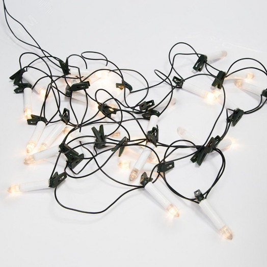 Гирлянда свечи 4 м, темно-зеленый ПВХ, 20 LED тёплый белый