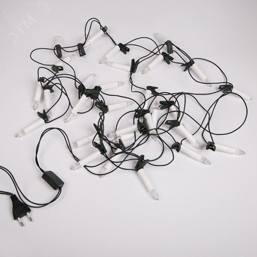 Гирлянда свечи 4 м, темно-зеленый ПВХ, 20 LED тёплый белый