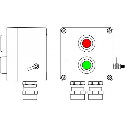 Взрывозащищенный пост управления из полиэстера CPE-Р-03 -(1xP1G(11) -1xP1R(11)) - 2x6018AASBKGM2SB(C)1Ex d e IIC T6 Gb / Ex tb IIIC T80°C Db IP66