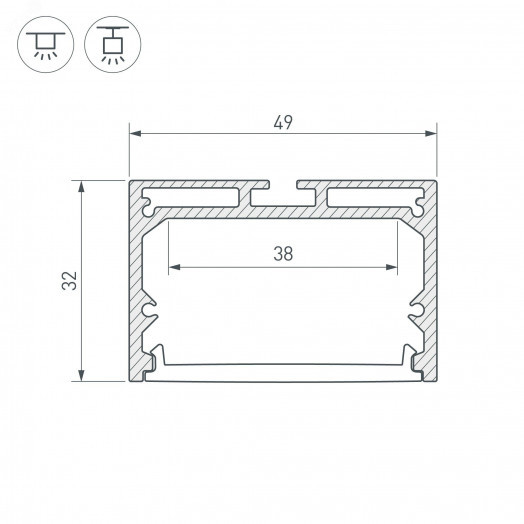 Профиль SL-LINE-4932-3000 ANOD (Алюминий)