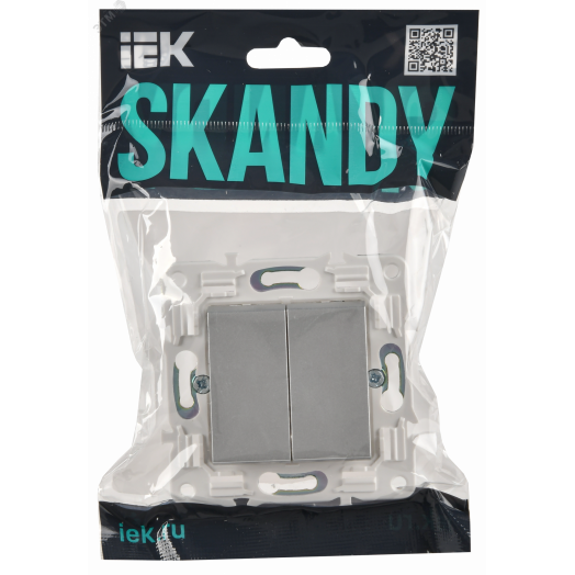 SKANDY Выключатель 2-клавишный перекрестный 10А SK-V06S серебряный IEK