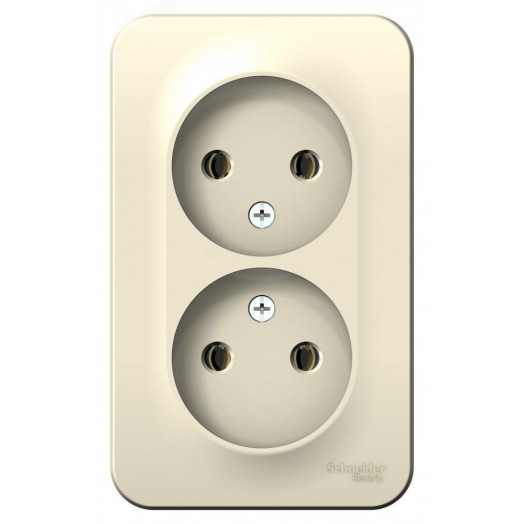 BLANCA Розетка наружная двойная без заземления без шторок, 16А, 250В, молочный