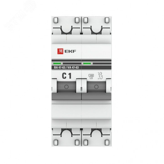 Выключатель автоматический двухполюсный 1А С ВА47-63 4.5кА PROxima