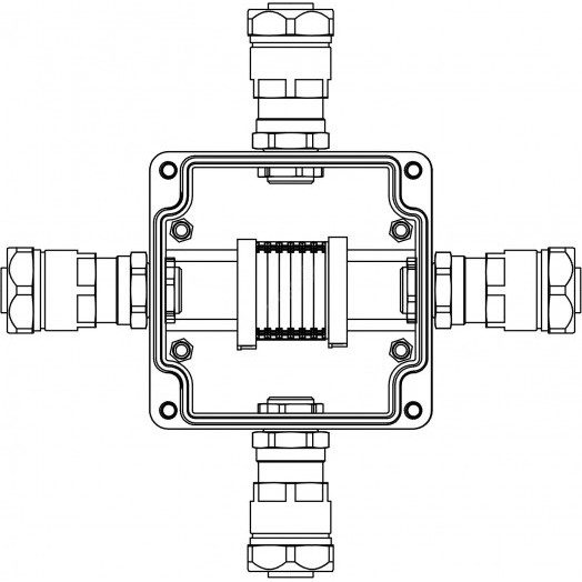 Взрывозащищенная клеммная коробка из алюминия TBE-A-12 -(6xCBC.2) -1x6018ANP22BKM2SB(A) - 1x6018ANP22BKM2SB(B) - 1x6018ANP22BKM2SB(C) -1x6018ANP22BKM2SB(D)1Ex e IIC Т5 Gb /Ex tb IIIC T95°C Db IP66