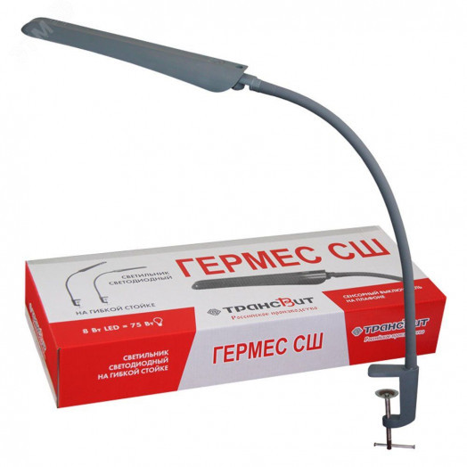 Светильник Гермес СШ ( светодиодный, на струбцине) 8Вт, сенсорный выкл., антрацит