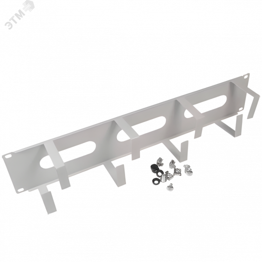 Кабельный органайзер 19' 2U. 5 колец. метал. цвет серый (RAL 7035)