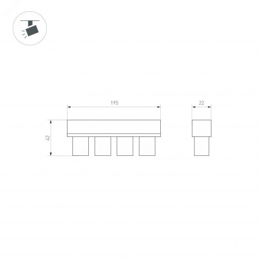 Светильник MAG-ORIENT-KRATER-L195-12W Warm3000 (WH, 25 deg, 48V) (IP20 металл, 3 года)