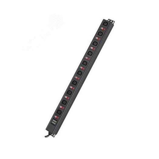 Блок распределения питания вертикальный для 19дюйм шкафов, 10A10 Х С13,защита от перегрузки, индикатор тока, вх. разъём С1