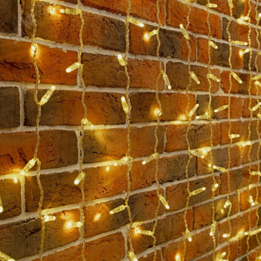 Гирлянда светодиодная Дождь 2х6 м, эффект мерцания, прозрачный провод, 230 В, диоды тёплый белый, 768 LED (партия 2020 - 768 LED)