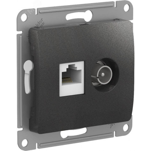 GLOSSA РОЗЕТКА двойная ТВ + компьютерная RJ45, кат. 5Е, АНТРАЦИТ