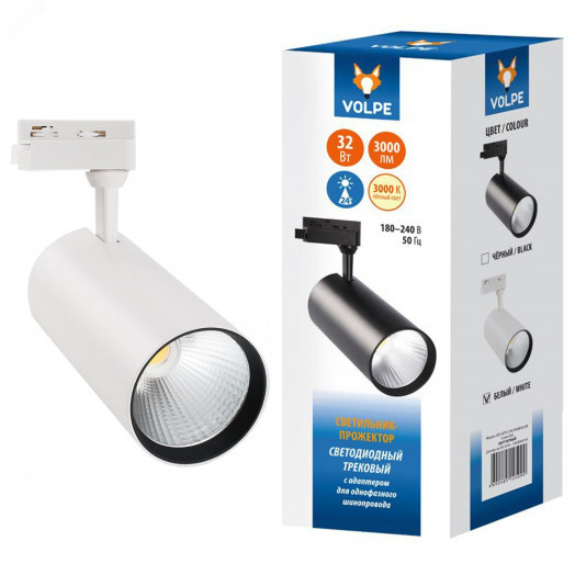 Светильник-прожектор светодиодный трековый ULB-Q276 32W-3000К WHITE 3000 Лм Теплый 3000К Корпус белый