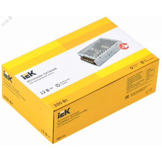 Драйвер LED ИПСН-PRO 200Вт 12 В блок - клеммы IP20 IEK