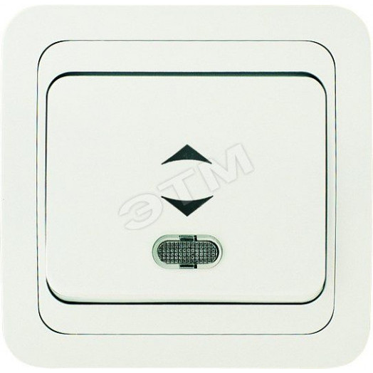 Выключатель одноклавишный, проходной с подсветкой, белый