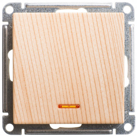 W59 Переключатель одноклавишный с подсв. 10АХ, механизм, сосна