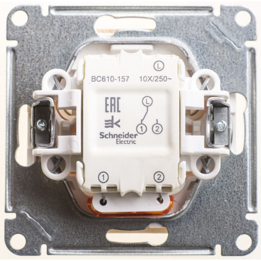 W59 Переключатель одноклавишный с подсв. 10АХ, механизм, сосна