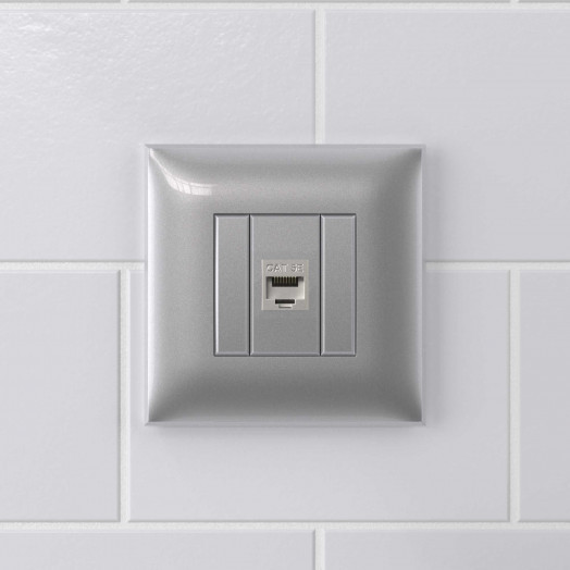 Avanti Компьютерная розетка RJ-45 без шторки в стену, кат.5e одинарная экранированная,  Закаленная сталь
